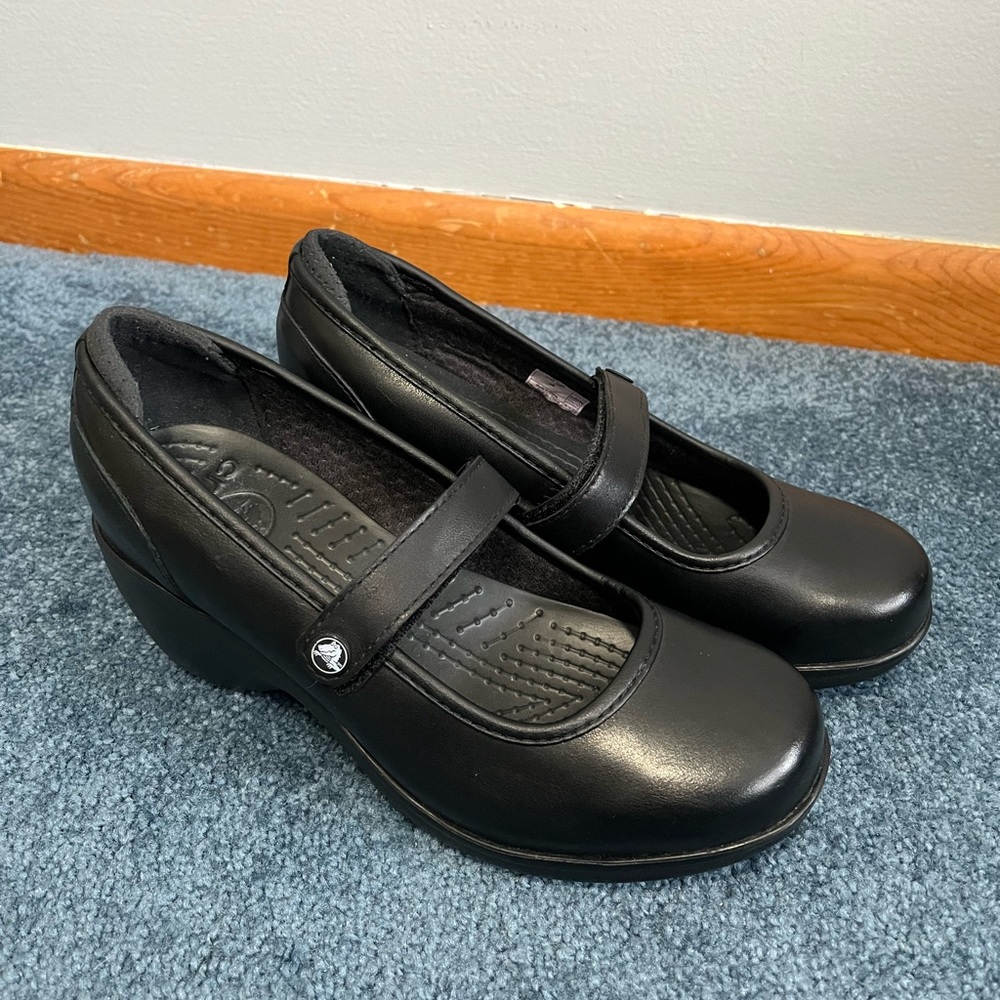 Crocs Faux Leather Mary Jane Wedge